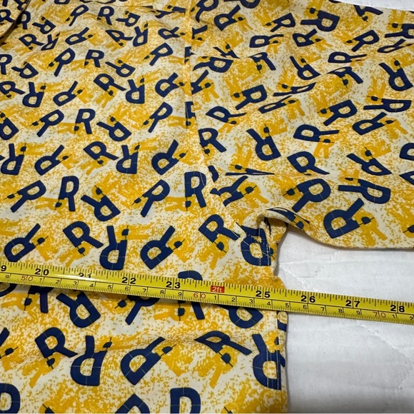 Vintage Rocawear 3XL Button Up Shirt All Over Print Y2K Hip Hop Yellow Blue - Picture 5 of 6